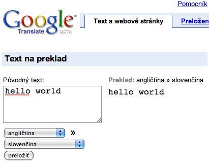Hello world po slovensky